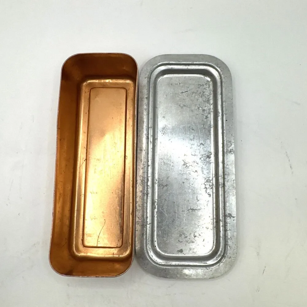 Vintage Copper Covered Butter Dish tin bottom